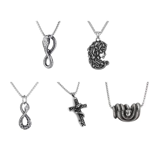 FeiYeup Ouroboros Snake Pendant Necklace for Men and Women