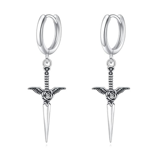 AINFQY Sword Drop Earrings 925 Sterling Silver Viking Jewelry