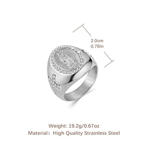 HZMAN Dainty Stainless Steel Virgin Mary & Our Lady of Guadalupe Ring Jewelry Gift