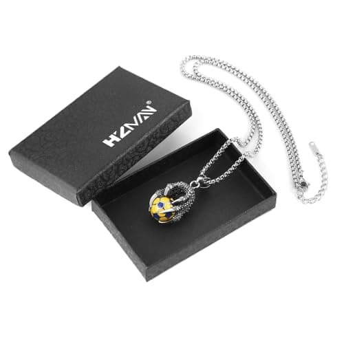 HZMAN Men's Stainless Steel Dragon Claw Gothic Punk Football Pendant Necklace