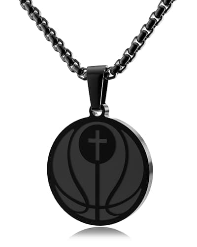 Stainless Steel Sports Pendant Necklace with Bible Verse - Luke 1:37