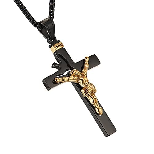 Stainless Steel Dove Cross Pendant Necklace With Free Chain