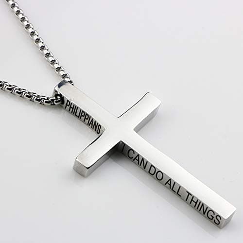 Christian Cross Necklace for Men Gold Silver Black Gifts
