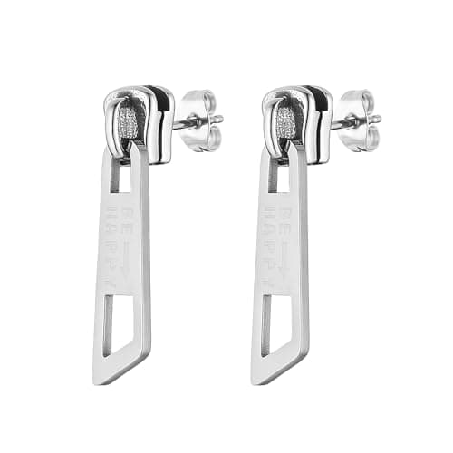 HZMAN Vintage Punk Cute Surgical Steel Zipper Stud Earrings