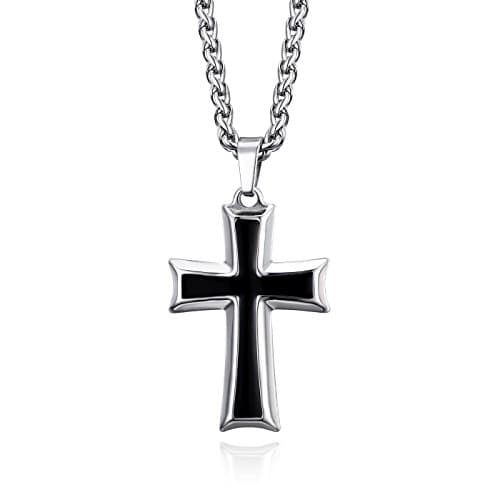 Mens Stainless Steel Cross Necklace