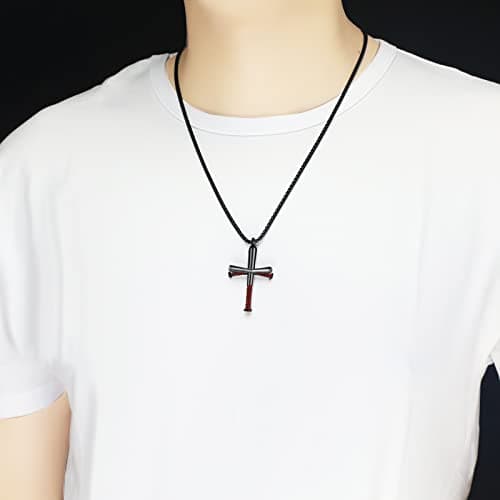 HattiDoris Personalized Baseball Bat Necklace for Men - 22-inch Stainless Steel Chain Gift