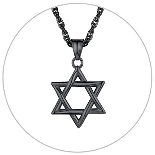 Star of David Necklace for Men and Women - Gold/Stainless Steel Hexagon Pendant