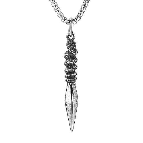 Men's Gothic Snake Pendant Chain Necklace, Stainless Steel
