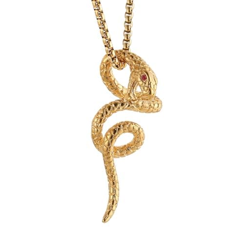 Vintage Gothic Stainless Steel Snake Pendant Necklace for Men