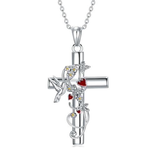 PROESS Sterling Silver Cross Necklace for Men with 22"+2" Chain Protection Amulet