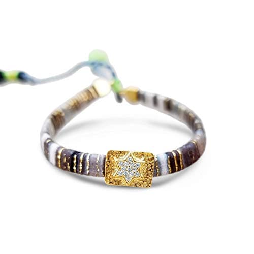 Paula Macrame Star of David Bracelet for Bat Mitzvah in Blue and Gold