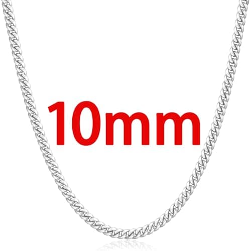 Jewlpire 18K Gold Plated Gold & Silver Chain 4mm-10mm Cuban Link 18-30 Inch