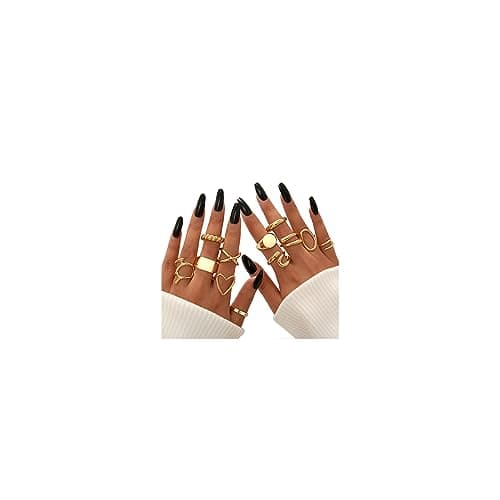 FAXHION 18K Gold Plated Stackable Knuckle Rings Set for Women