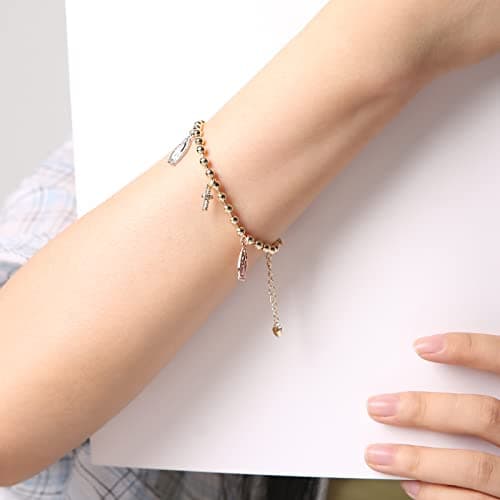 Virgin Mary Rosary Bead Cross Bracelet for Women and Girls