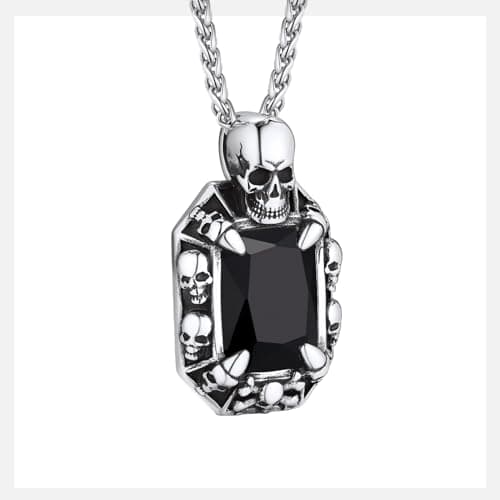 Gothic Stainless Steel Dragon Claw Pendant Necklace for Men and Women - Ruby/Blue Topaz/Emerald/Black Onyx