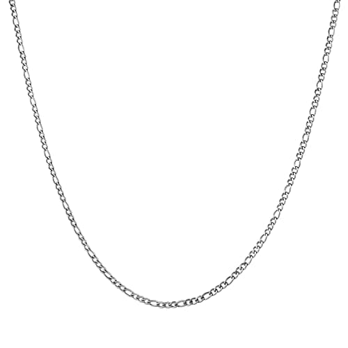 HZMAN Unisex 24k Real Gold Plated Stainless Steel Figaro Chain Necklace