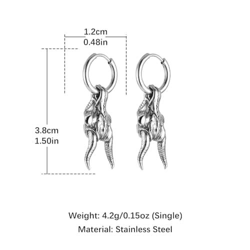 Skull Goat Head Earrings for Men and Women Stainless Steel Gothic Punk Baphomet Jewelry Gift