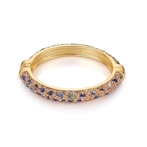 Chunky Gold Plated Stone Chips Cuff Bracelet for Women - Retro Gravel Agate Jewelry Gift