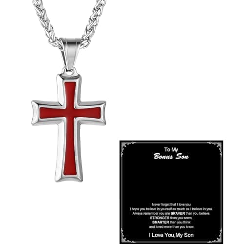 Mens Stainless Steel Cross Necklace