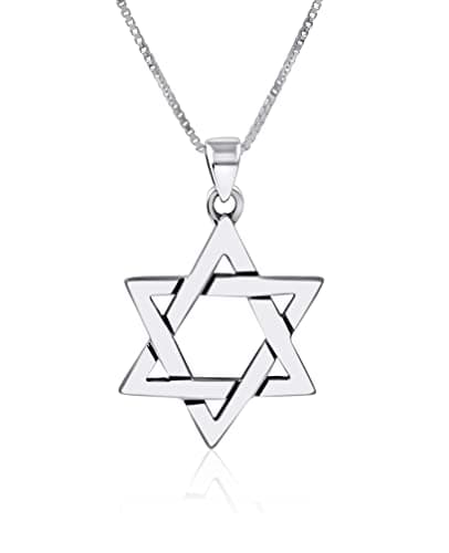 Sterling Silver Star of David Necklace Pendant for Men and Women