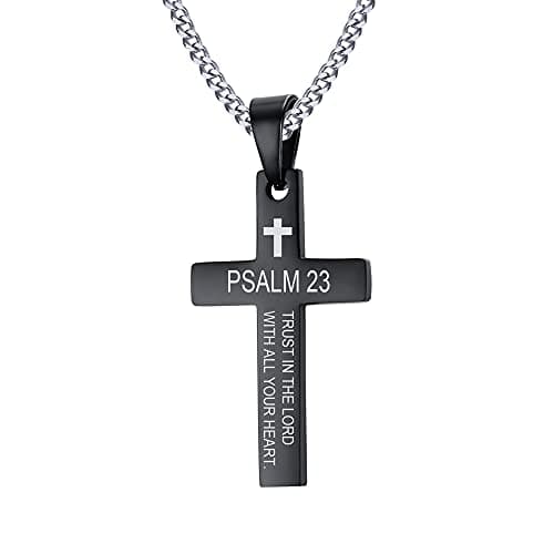 VNOX Cross Necklaces for Men & Boys - Christian Jewelry with Religious Quotes