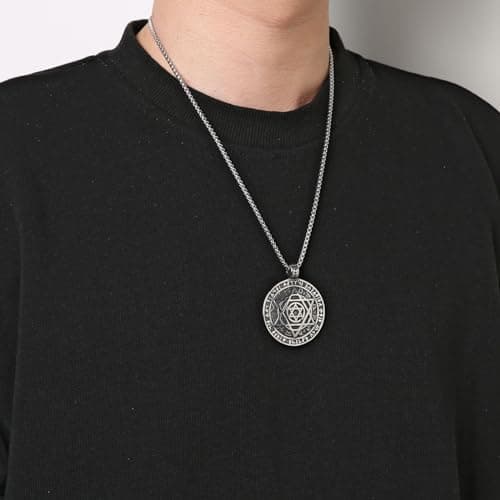 Stainless steel Talisman Seal Solomon Star Pendant Necklace - 12 Constellations