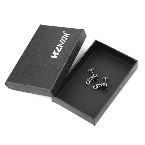 HZMAN Stainless Steel Cubic Zirconia Stud Earrings for Men and Women