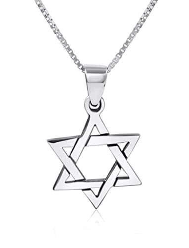 AJDesign Classic Star of David Necklace Pendant 925 Sterling Silver Jewish Jewelry
