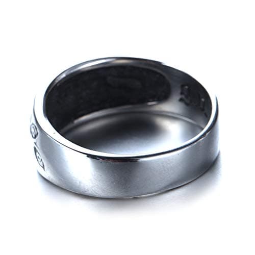 Vintage Men's Stainless Steel Engraved Eye of God Ring - Black Gold Tone