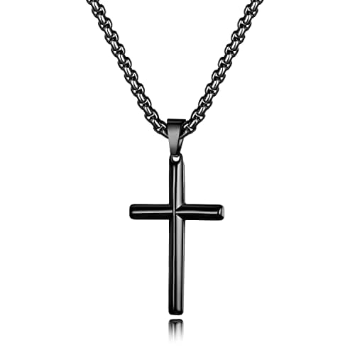 JAYUMO Men's Stainless Steel Cross Necklace with Lord's Prayer Pendant 20" Chain