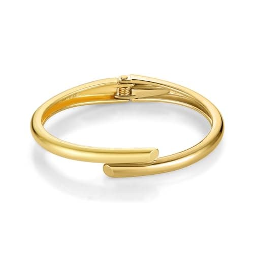HZMAN 14K Gold Plated Thin Open Cuff Bangle Bracelet for Women