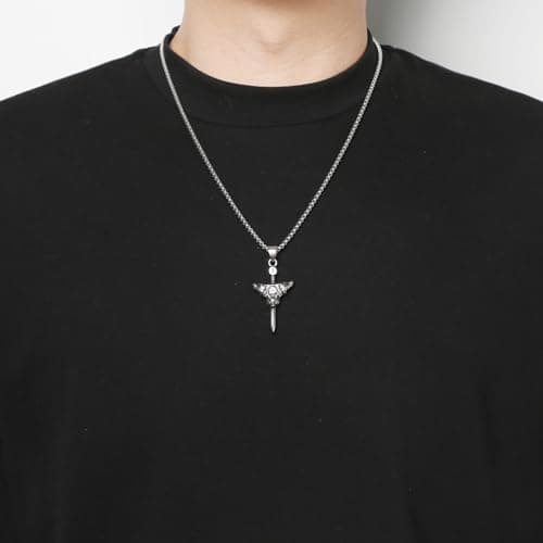 HZMAN Stainless Steel Retro Viking Wolf Sword Pendant Necklace Jewelry Gift