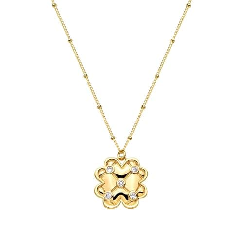 VACRONA 18k Gold Plated Vintage Textured Coin Necklace for Women