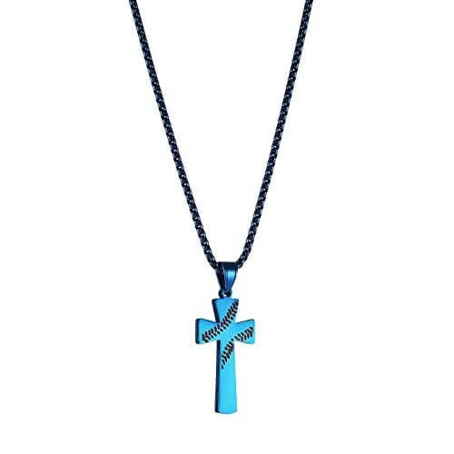 HZMAN To My Son Baseball Cross Necklace with "I CAN DO ALL THINGS" Bible Verse