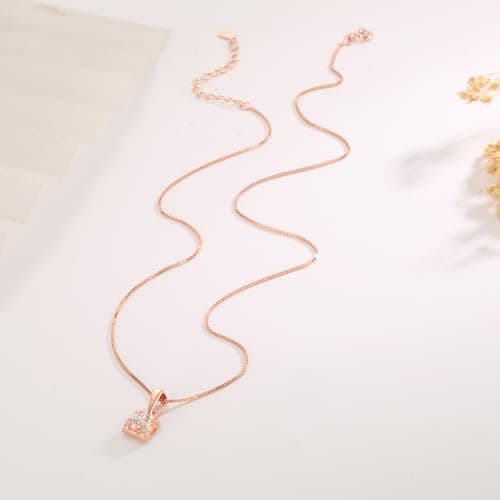 ZHIYINMEI 925 Sterling Silver Necklace with Square CZ Pendant