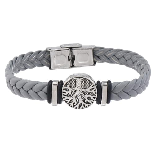 Family Tree of Life Braided Leather Cuff Bracelet for Men and Women