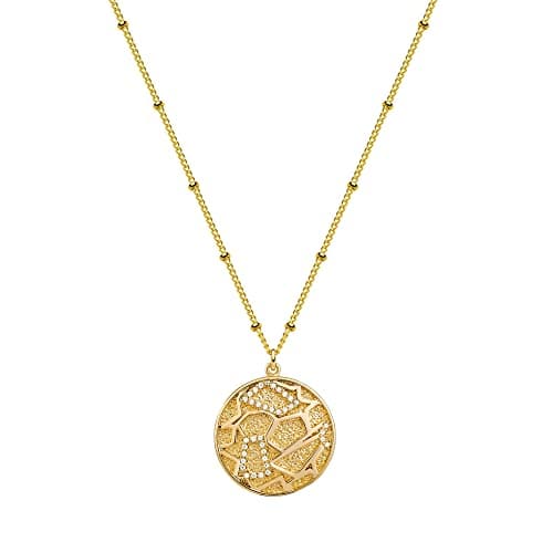 VACRONA 18k Gold Plated Vintage Textured Coin Necklace for Women