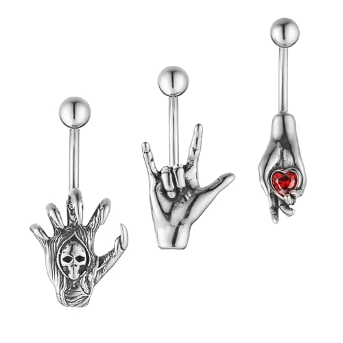HZMAN 14G Surgical Steel Gothic Belly Button Rings for Women