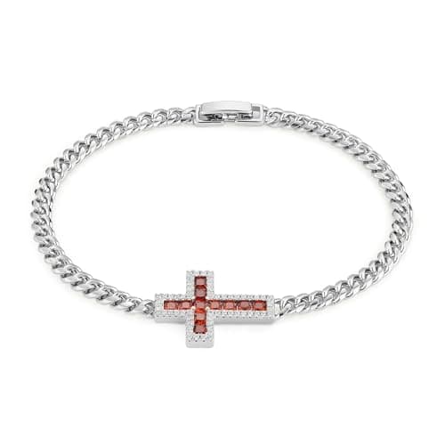 14K Rose Gold Plated CZ Cross Bracelet for Women