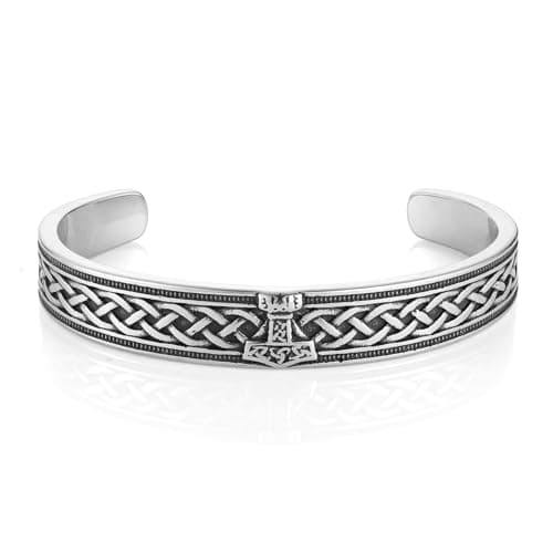 HZMAN Nordic Viking Celtic Knot Bracelet for Men Infinity Stainless Steel Bangle