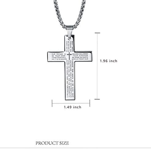 Rnivida Men's Stainless Steel Cross Necklace with Lord's Prayer