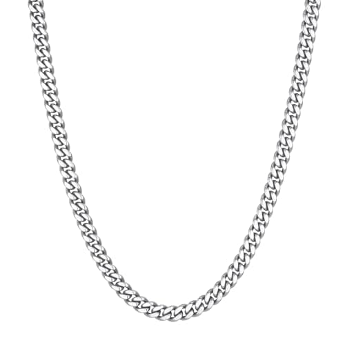 VEXXS Men's Real Gold Plated Cuban Link Chain Necklace, Durable 4mm-6mm