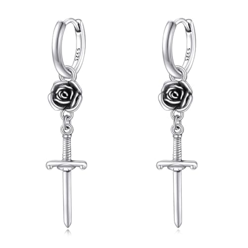 AINFQY Sword Drop Earrings 925 Sterling Silver Viking Jewelry