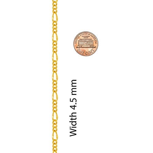 24k Gold Plated 4.5mm Figaro Chain Necklace for Men & Women