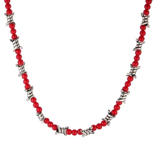 HZMAN Men's Punk Gothic 20 Inch Alloy Barbed Wire Necklace