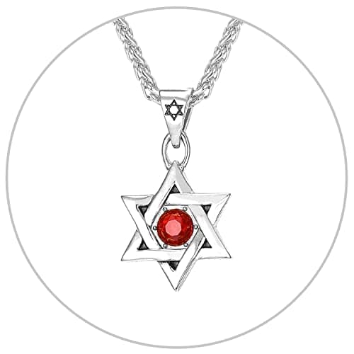 Star of David Necklace for Men and Women - Gold/Stainless Steel Hexagon Pendant