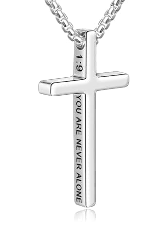 Men's Inspirational Bible Verse Stainless Steel Cross Necklace