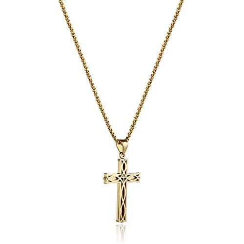 Stainless Steel Infinity Celtic Cross Irish Knot Pendant Necklace
