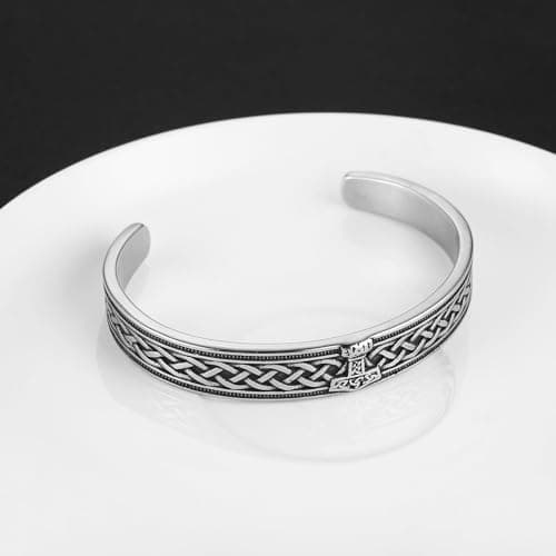 HZMAN Nordic Viking Celtic Knot Bracelet for Men Infinity Stainless Steel Bangle