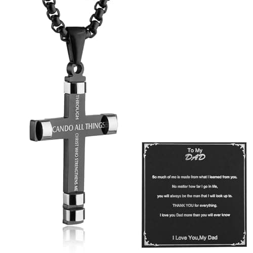 Philippians 4:13 Cross Pendant Stainless Steel Necklace - 3 Colors